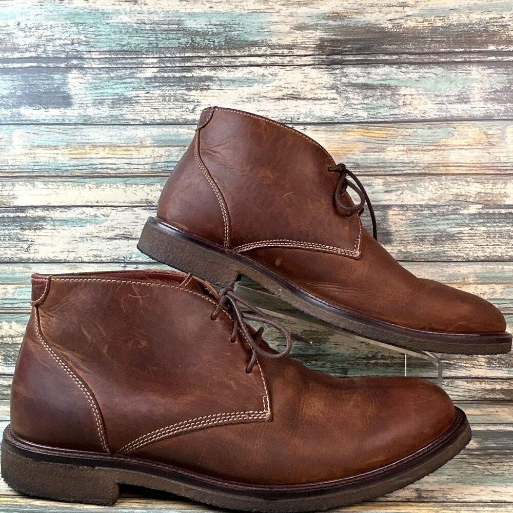 Johnston & Murphy Chukka Boots Mens 9.5M Brown Leather Lace Up Dress Work Ankle